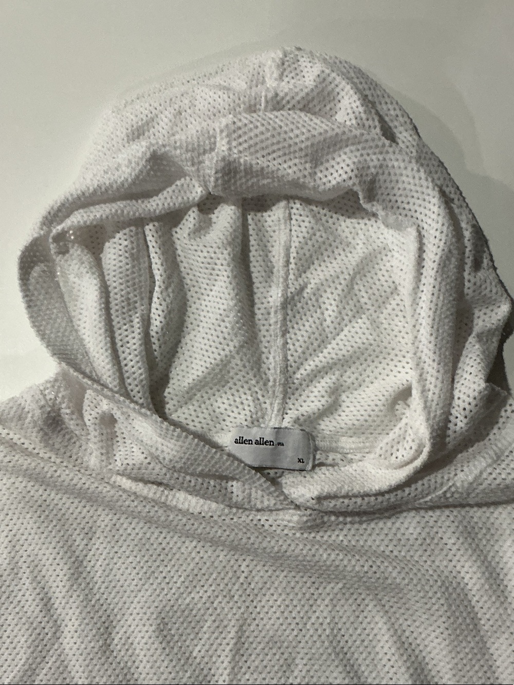 Allen Allen White Men’s Mesh Zip-Up Hoodie Sweater